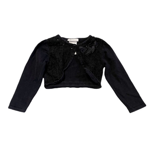 Bonnie Jean 5 black beaded 1 button long sleeve 100% cotton shrug sweater‎